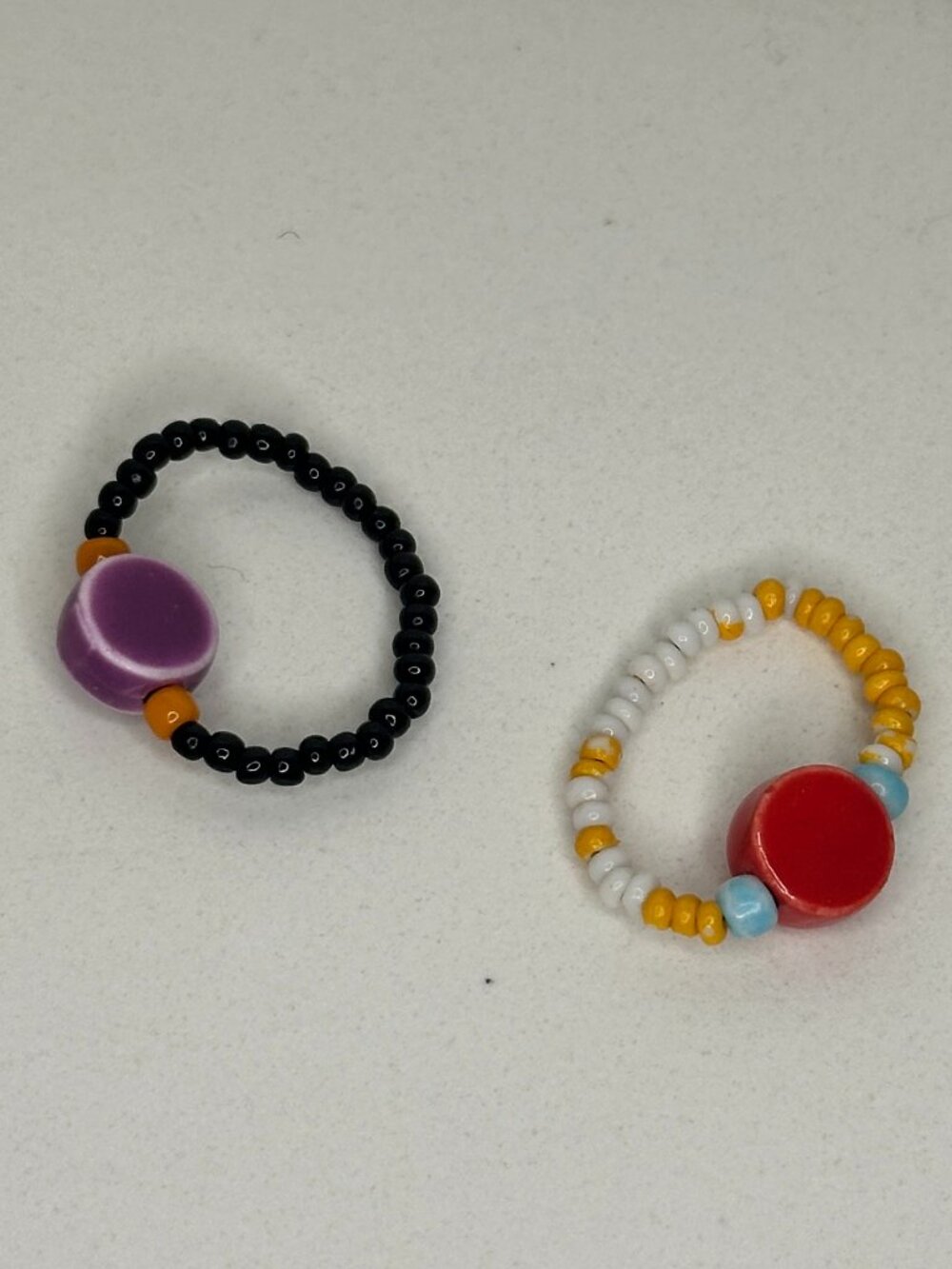 Museum Gift Shop Colorful Beaded Stretch Rings Set of 2